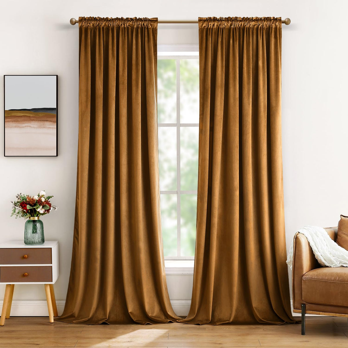 MIULEE Dusty Rose Pink Velvet Room Darkening Curtains for Bedroom W52 x L84