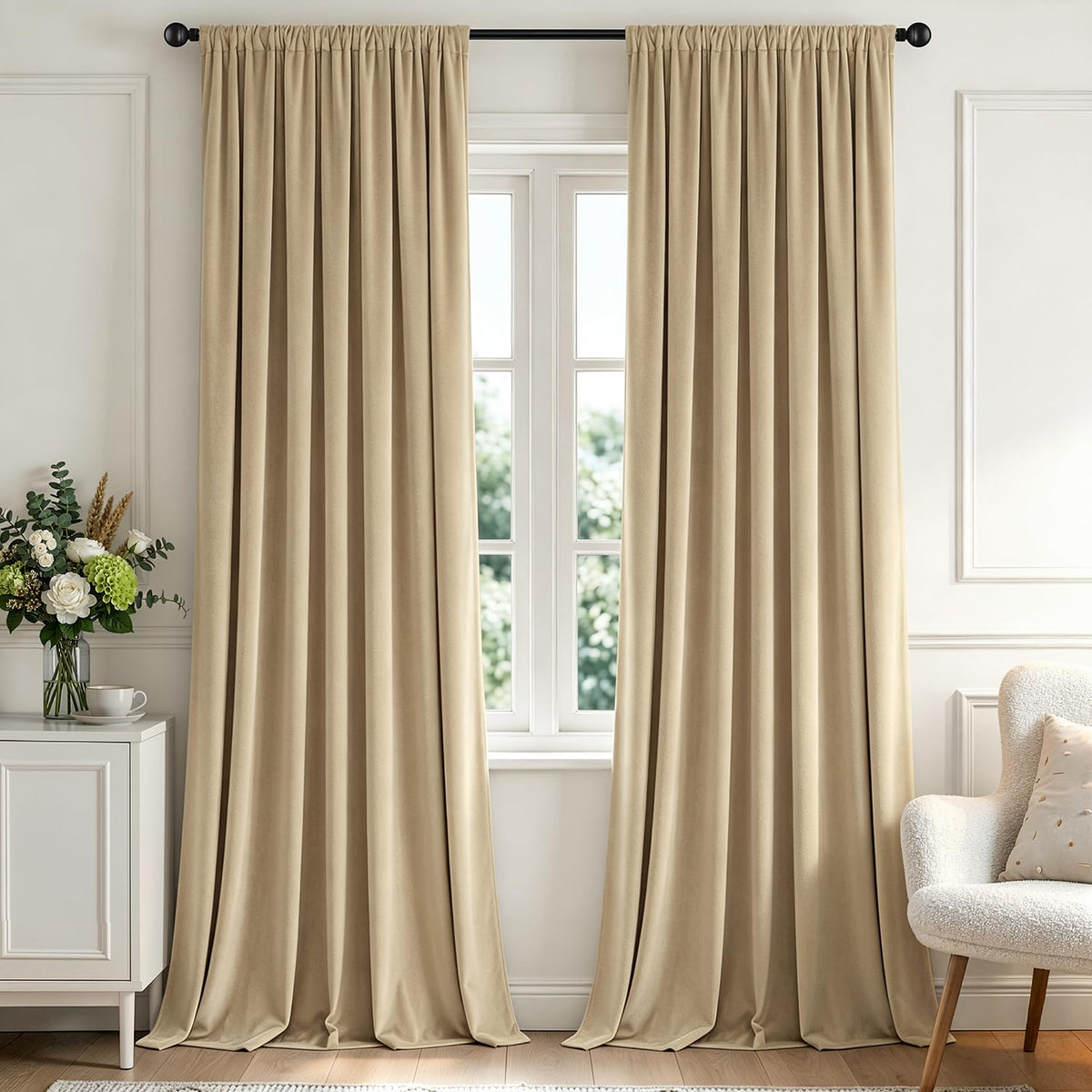 MIULEE Dusty Rose Pink Velvet Room Darkening Curtains for Bedroom W52 x L84
