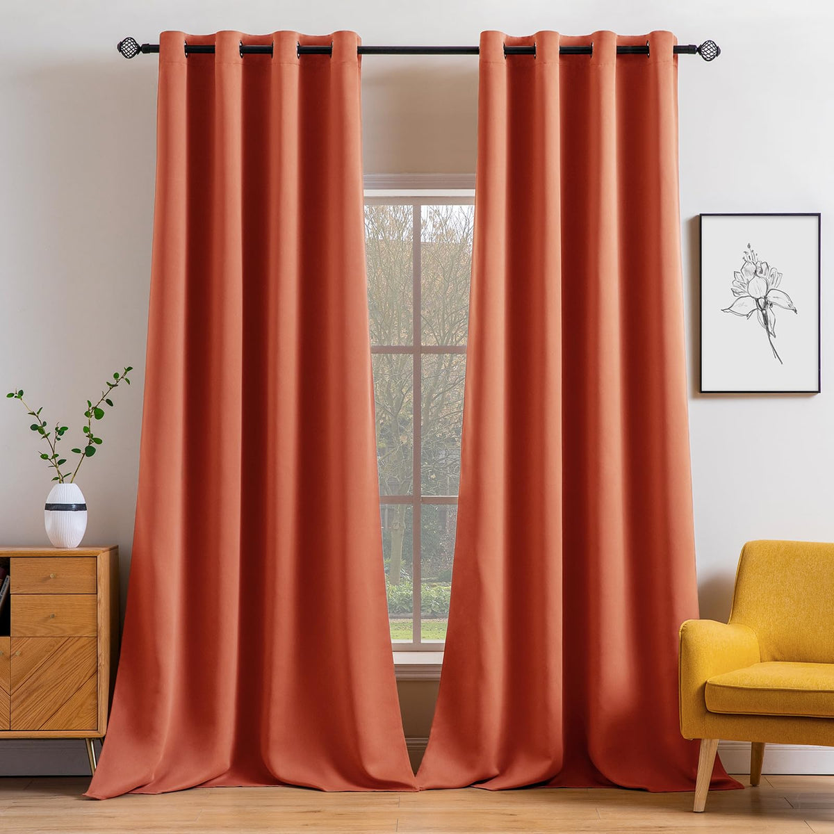 MIULEE Beige Blackout Bedroom Curtains Drapes 84 Inch Long 52"x84"