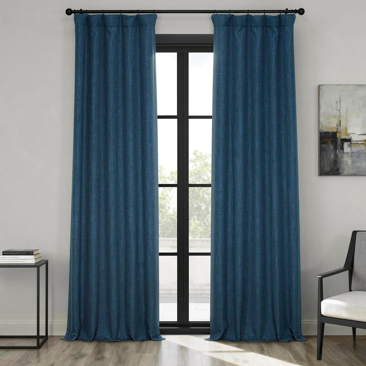 Faux Linen Curtains for Living Room (1 Panel) - 50W X 96L, Birch Taupe