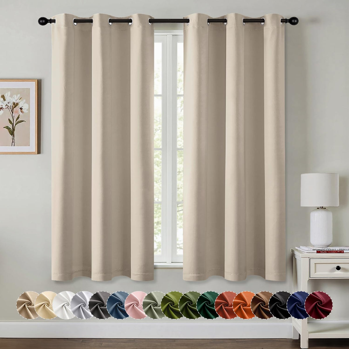 MIULEE Blackout Curtains for Bedroom 2 Panels 40 x 84 Inch Long Black
