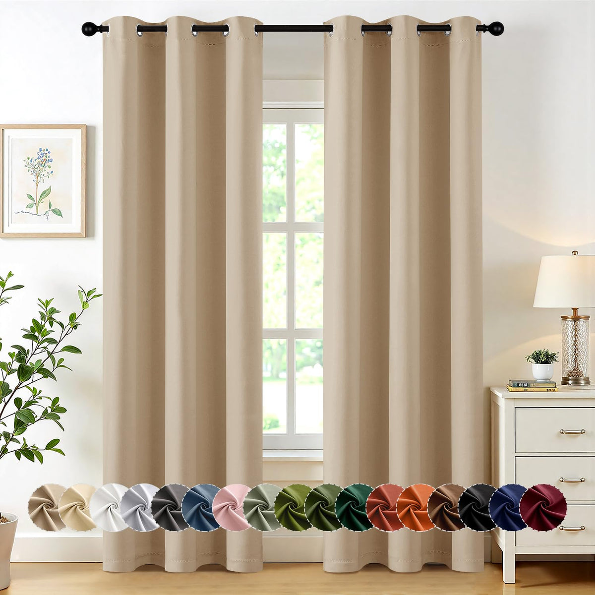 MIULEE Blackout Curtains for Bedroom 2 Panels 40 x 84 Inch Long Black