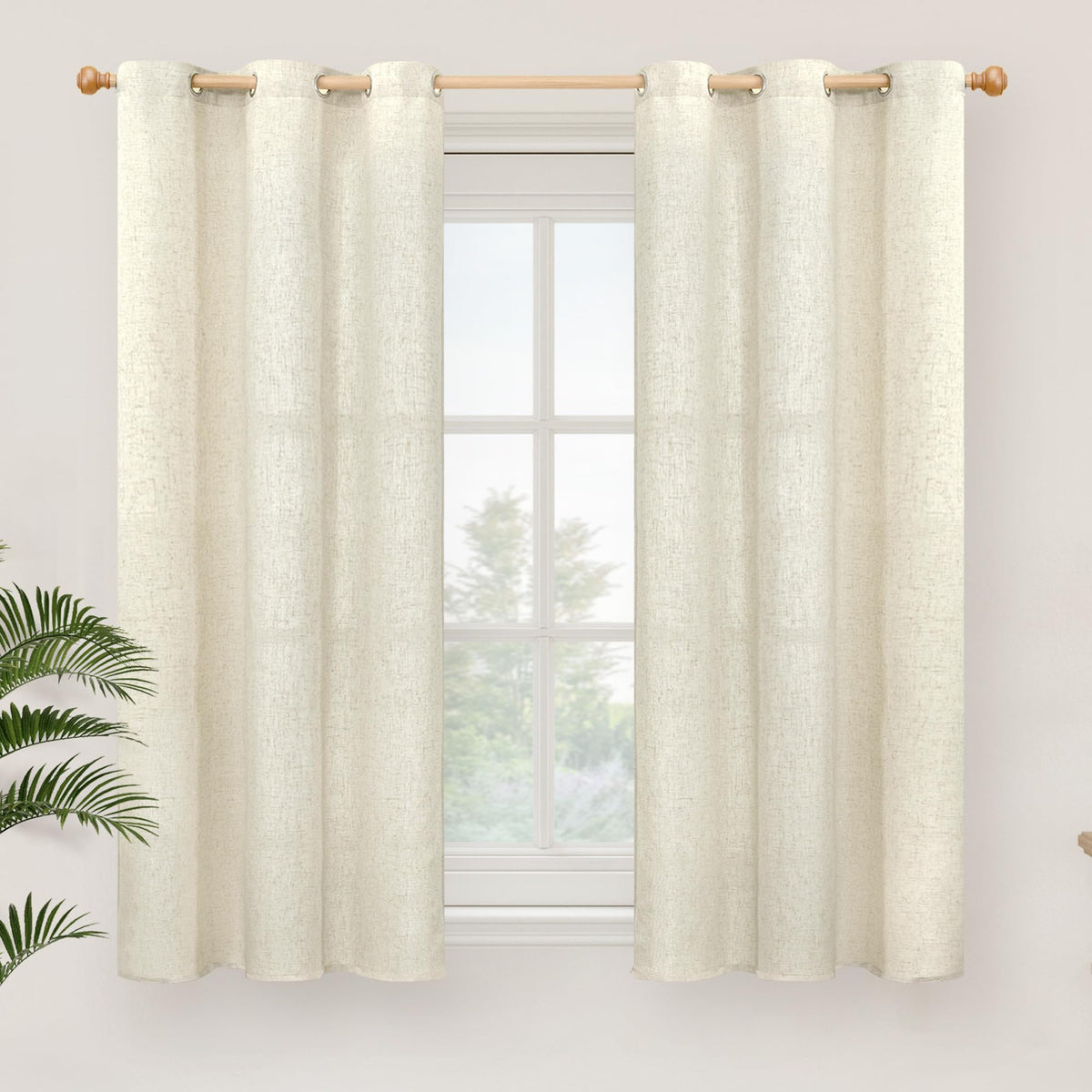 YoungsTex Linen Semi Sheer Curtains 63 Inch Length, Light Filtering Drapes