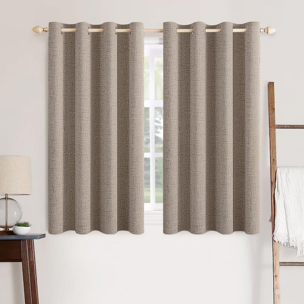 MIULEE 100% Blackout Linen Curtains for Bedroom 52x84 Inches Dusty Blue