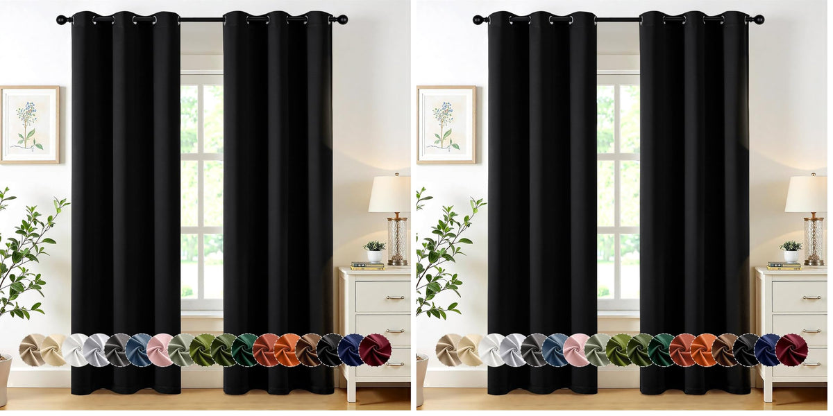 MIULEE Blackout Curtains for Bedroom 2 Panels 40 x 84 Inch Long Black