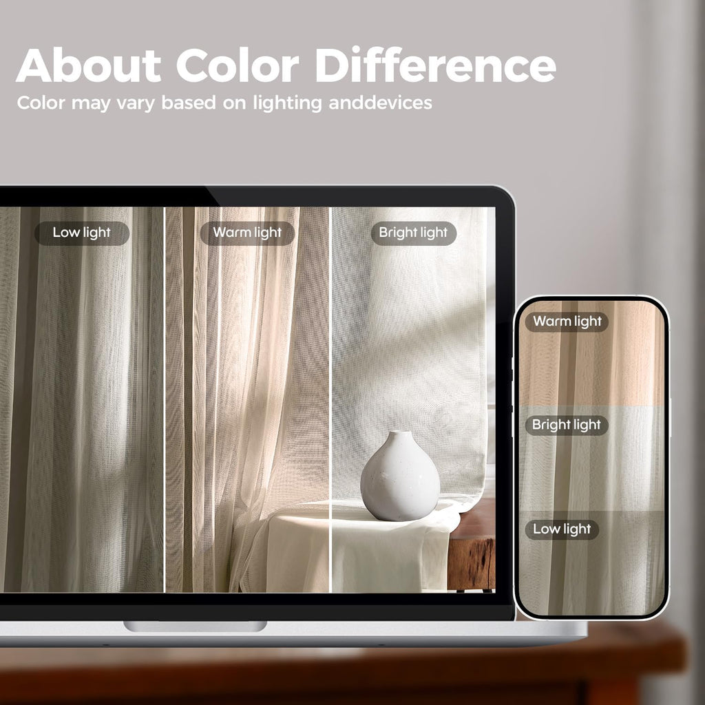 100% Blackout Curtains for Bedroom, Double Layer Ivory 84" L