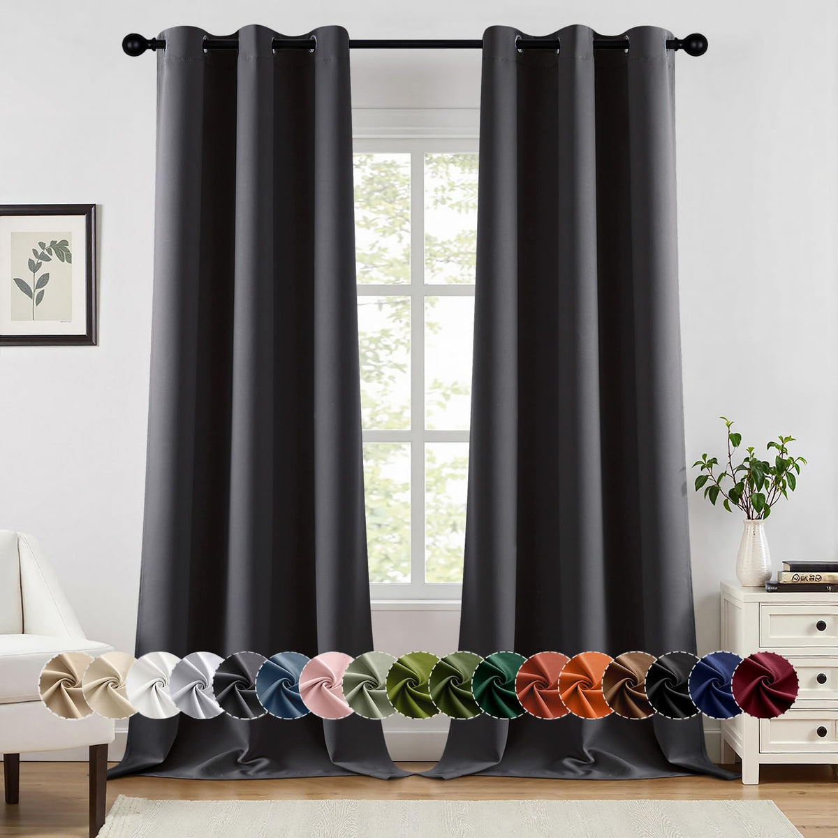 MIULEE Blackout Curtains for Bedroom 2 Panels 40 x 84 Inch Long Black