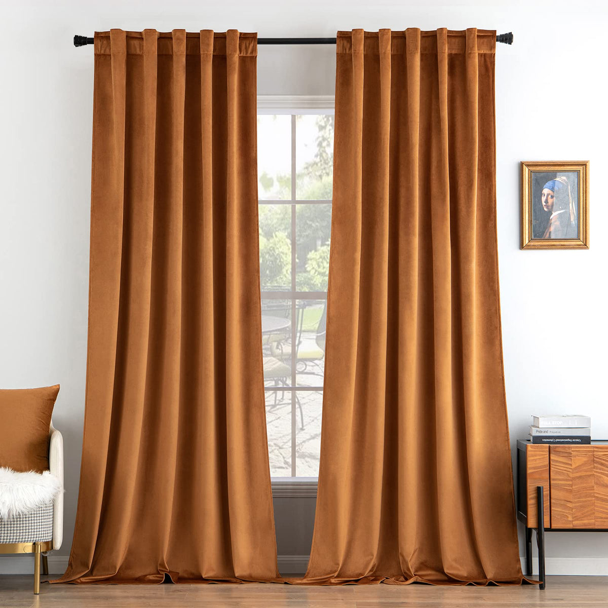 MIULEE Velvet Curtains 52x84 inches 2 Panels Olive Green Blackout Curtains