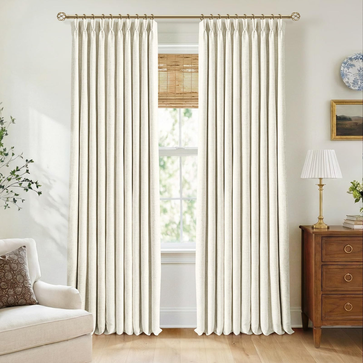 CAPALOCA Extra 70 Inch Wide Linen 100% Blackout Curtains 84 Inch Long