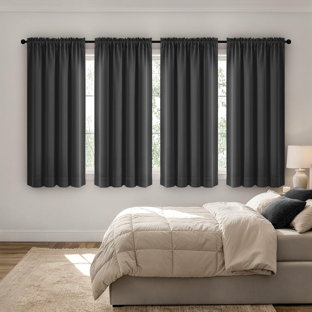 MIULEE Sage Green Blackout Curtains 63 Inch Length for Bedroom 4 Panels