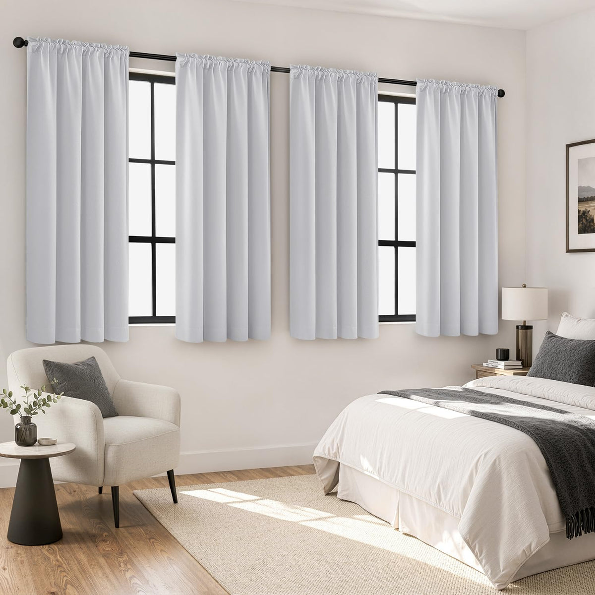 MIULEE Sage Green Blackout Curtains 63 Inch Length for Bedroom 4 Panels