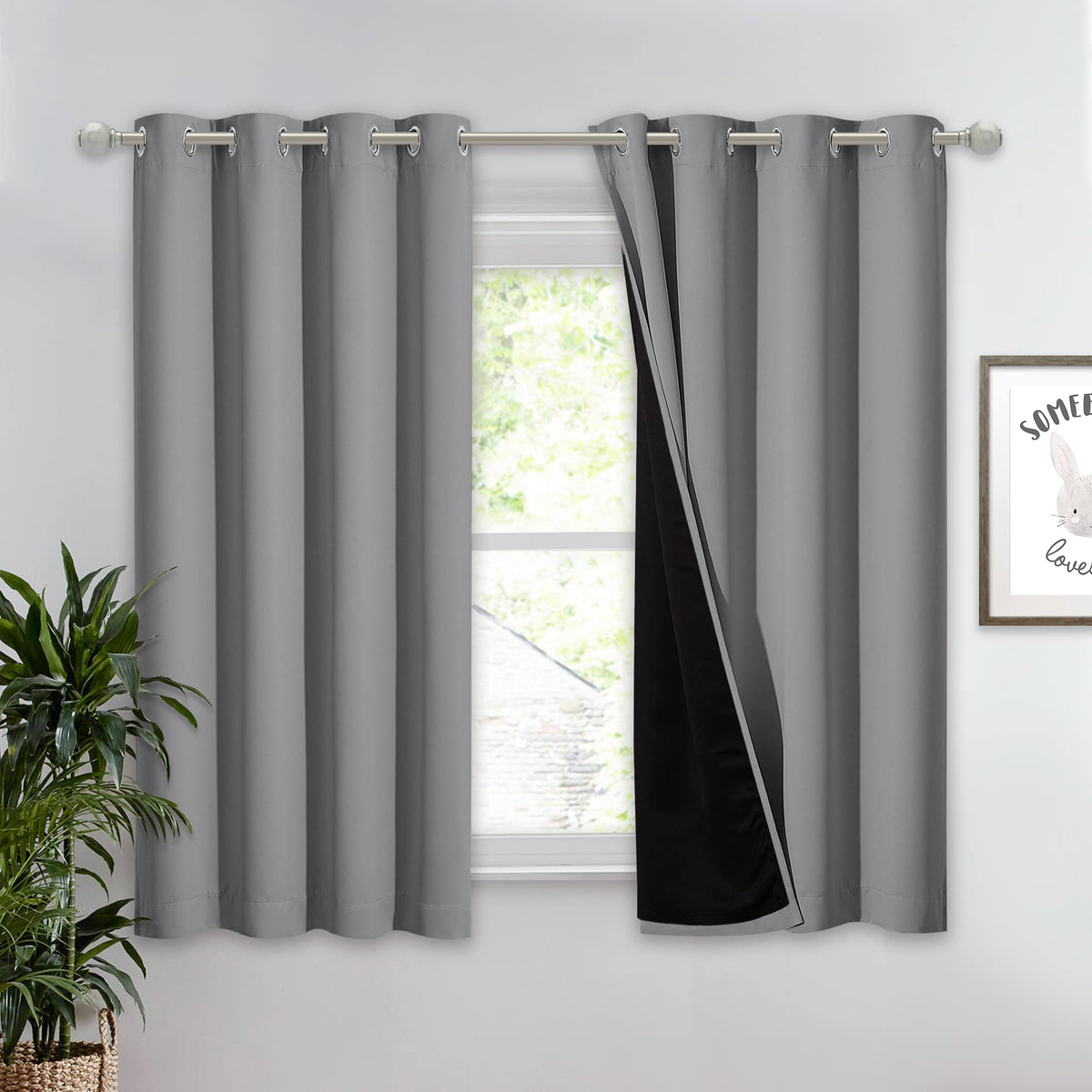 NICETOWN 100% Blackout Curtain 54 inches Long, Double-Deck Completely Blackout Window Treatment Thermal Insulated Lined Drape for Small Window (White, 1 PC, 52 inches Width Each Panel)