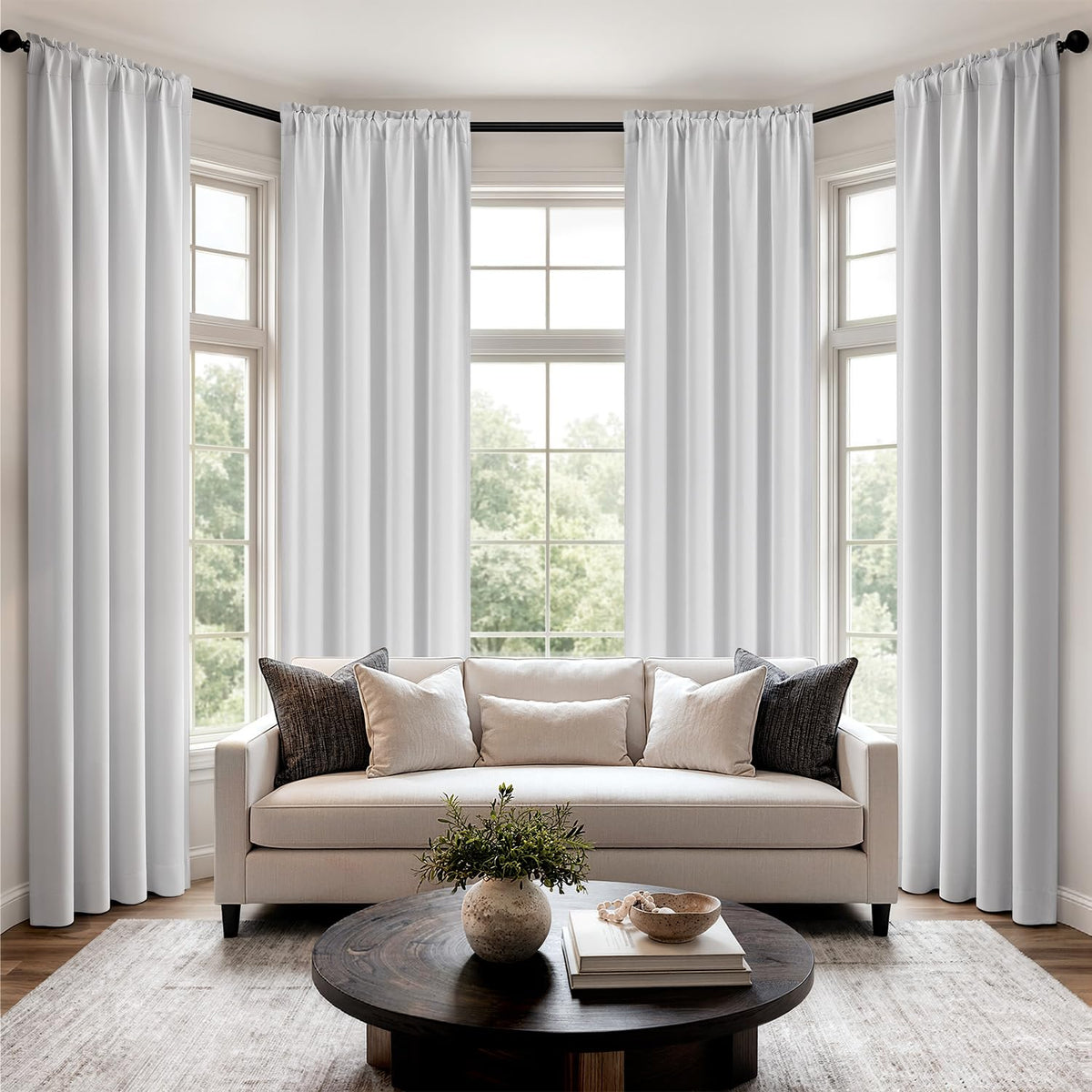 MIULEE Sage Green Blackout Curtains 63 Inch Length for Bedroom 4 Panels