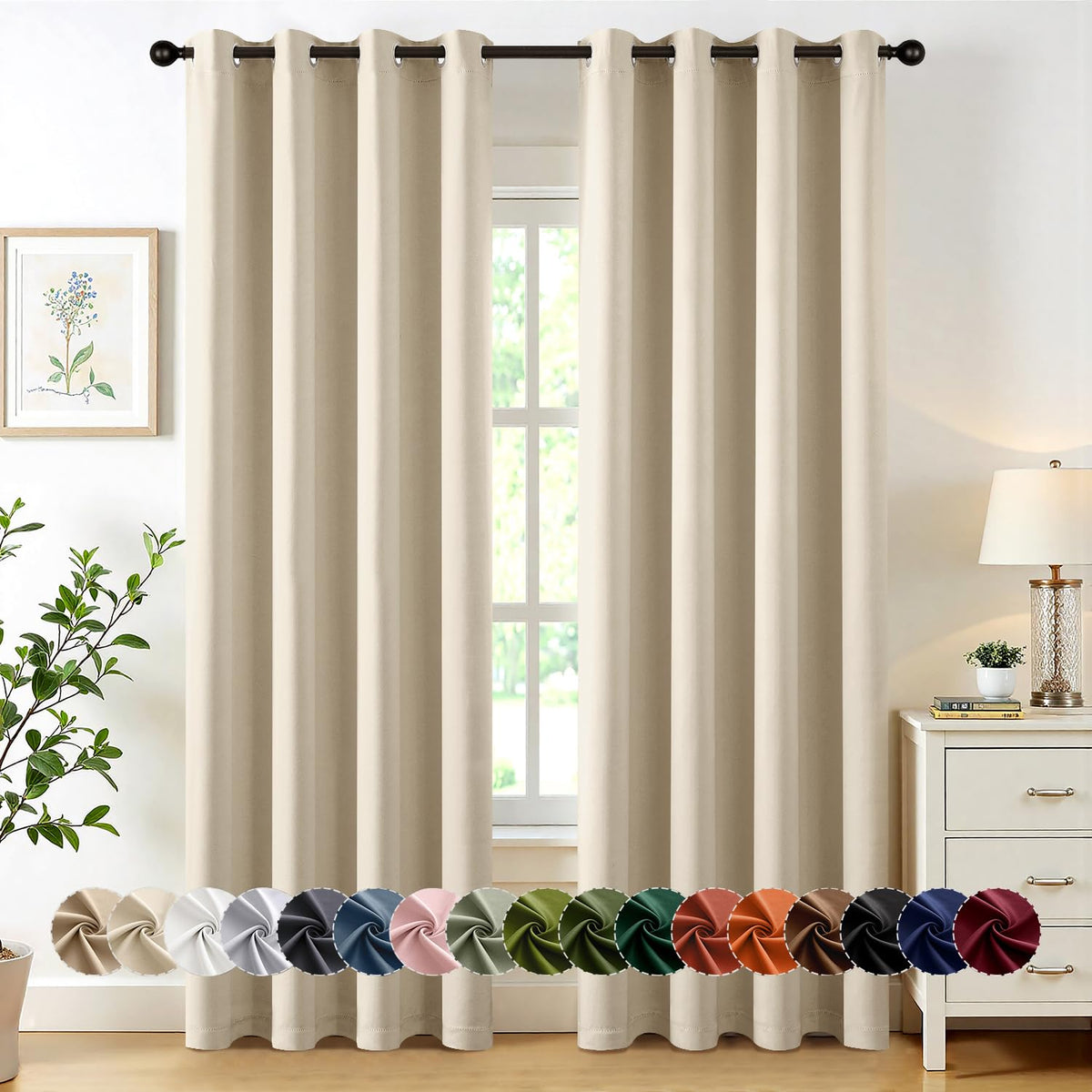 MIULEE Blackout Curtains for Bedroom 2 Panels 40 x 84 Inch Long Black