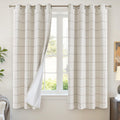 Lajode Linen Blackout Curtains - Boho Plaid 52x84 Inch 2 Panels, Natural
