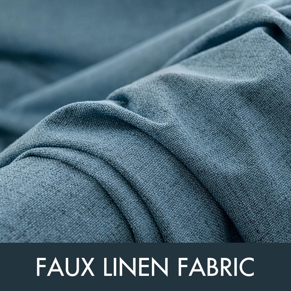 MIULEE 100% Blackout Linen Curtains for Bedroom 52x84 Inches Dusty Blue