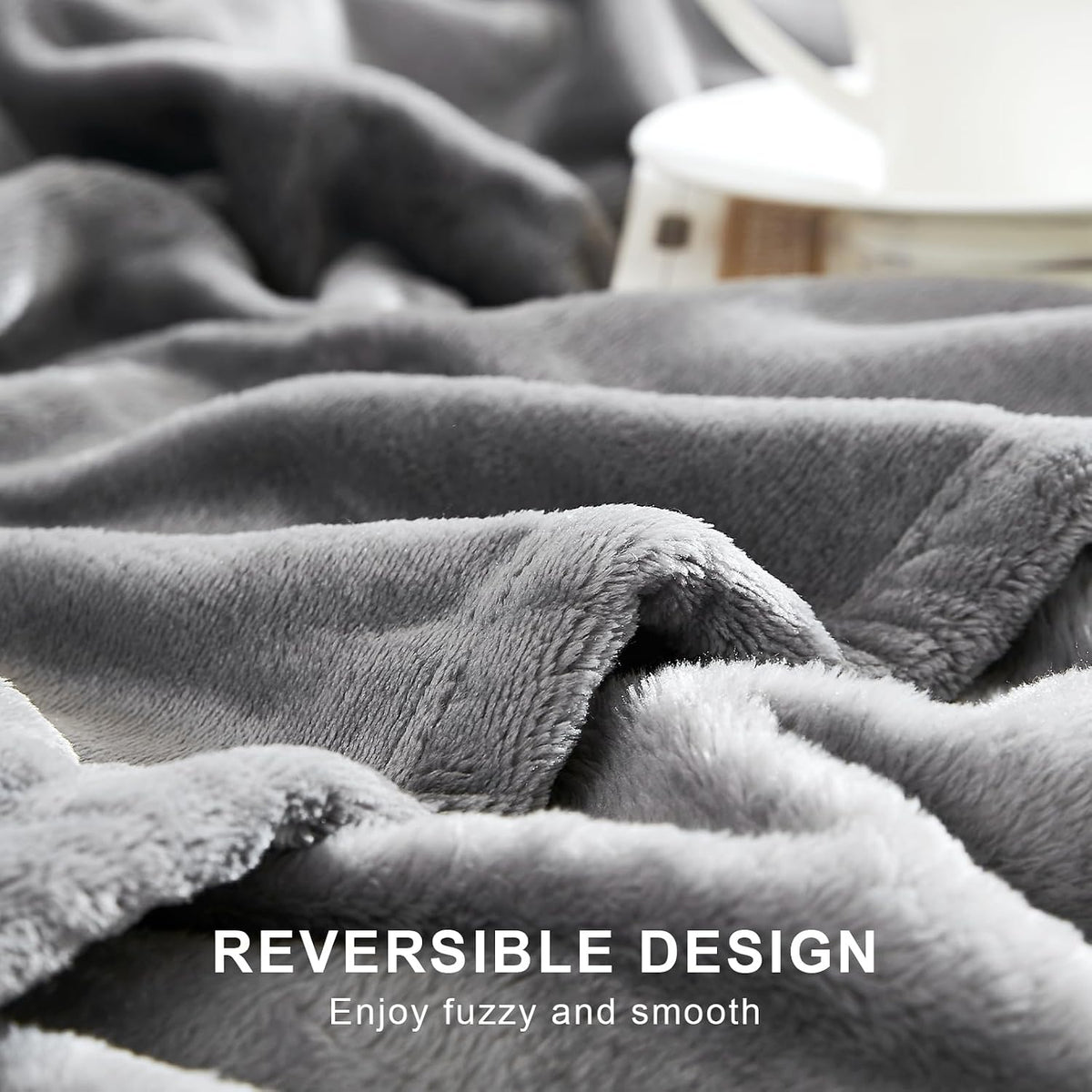 Hansleep Queen Grey Fleece Blanket, Soft Flannel Bed Blanket