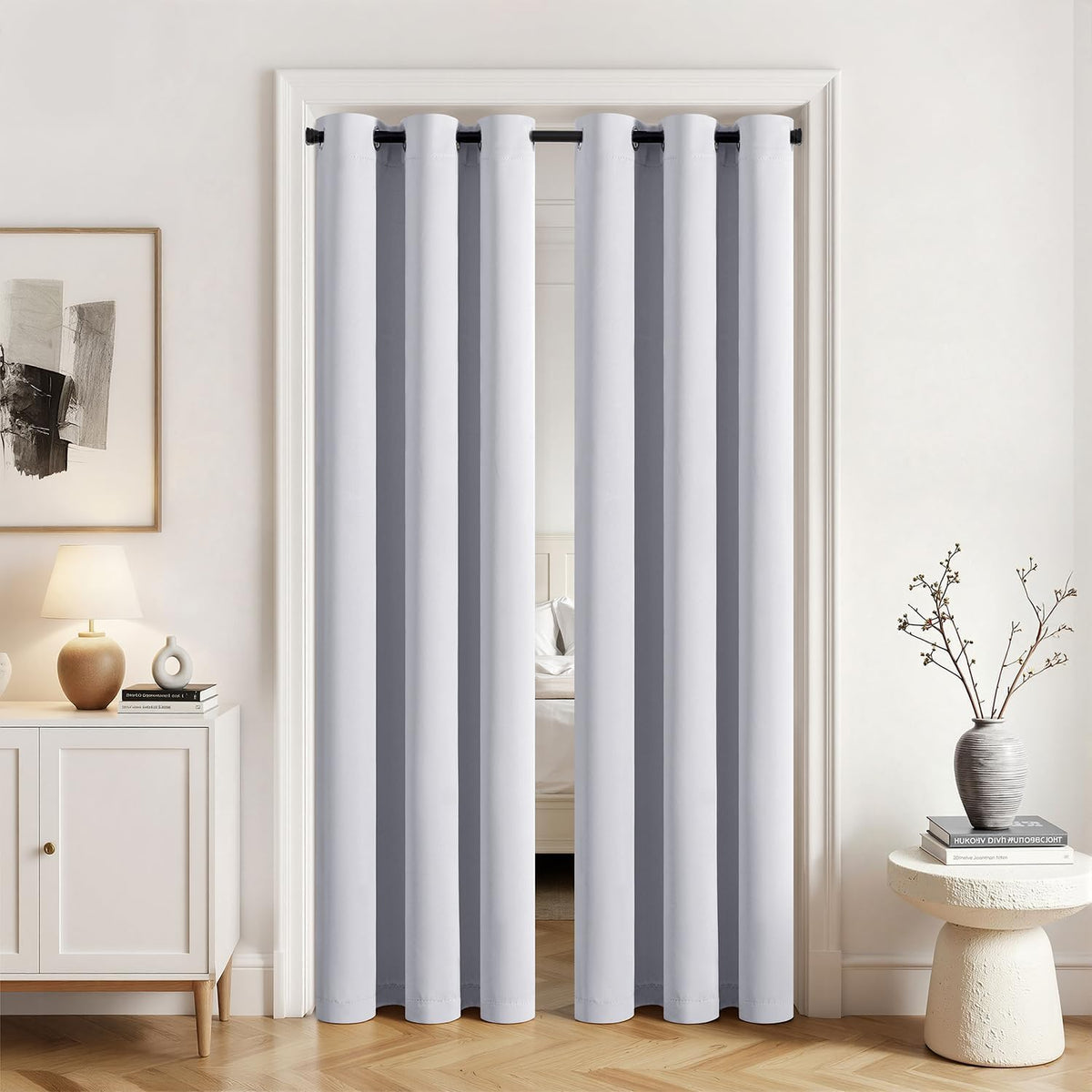 MIULEE Beige Blackout Bedroom Curtains Drapes 84 Inch Long 52"x84"