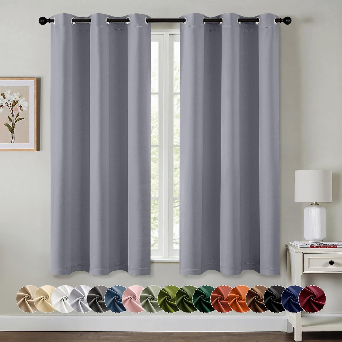 MIULEE Blackout Curtains for Bedroom 2 Panels 40 x 84 Inch Long Black