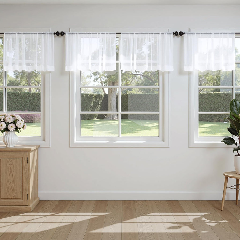 MIULEE Beige Sheer Curtains 84 Inches Long 4 Panels 42 x 84 Inches