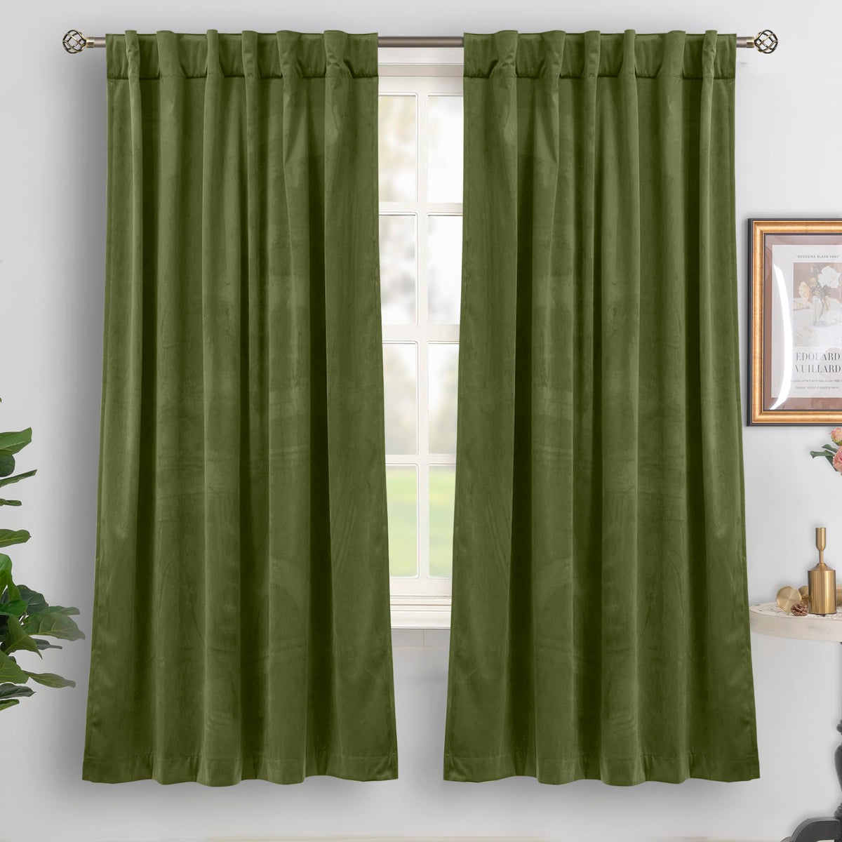 BGment Christmas Red Velvet Curtains 96 Inches for Living Room, Thermal Room Darkening Curtains Sound Reduce Drapes with Back Tab and Rod Pocket for French Door, 2 Panels, 52 x 96 Inch