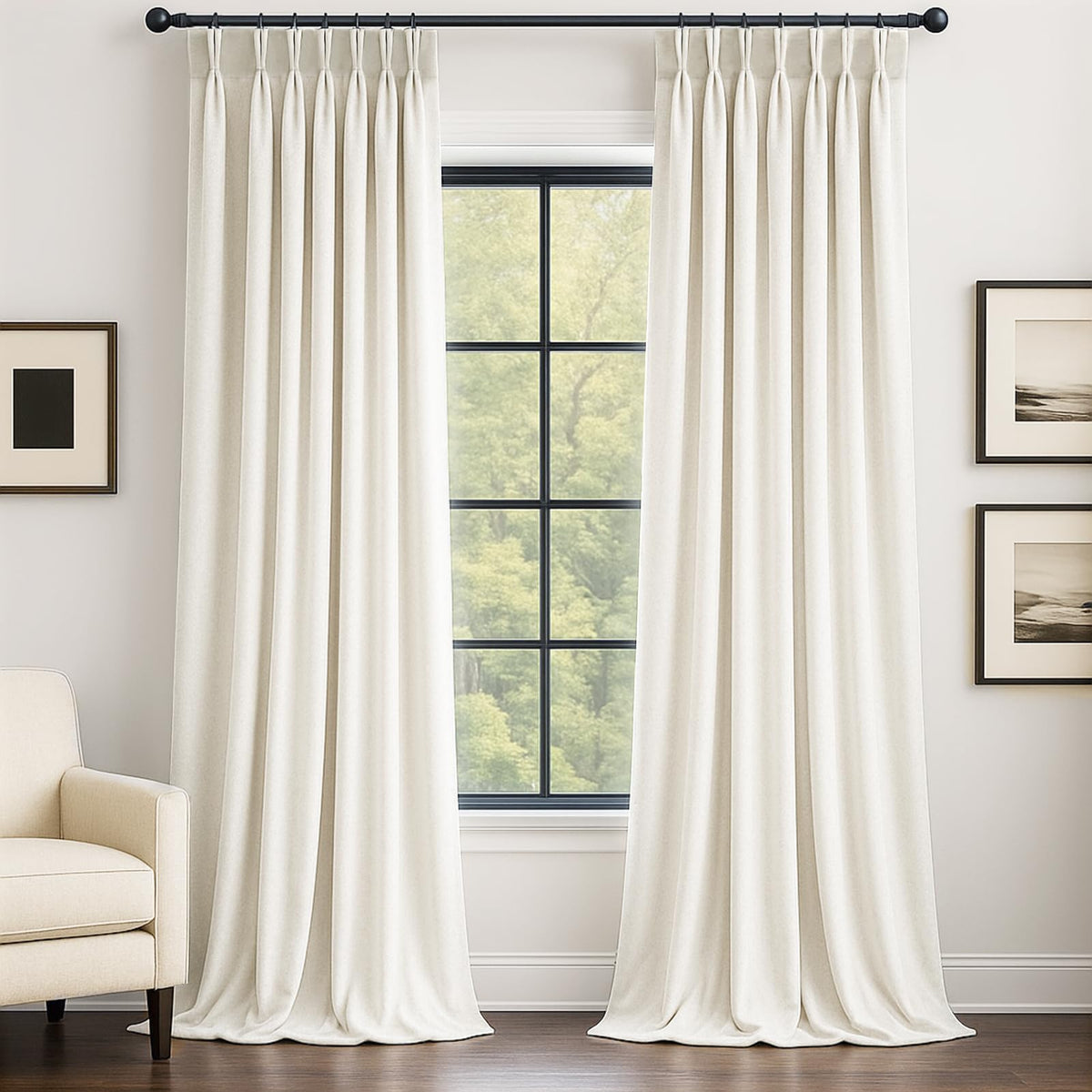 Olive Green Velvet Blackout Curtains 84 Inches 2 Panels Forest Green Elegant Vintage Pinch Pleated Drapes for Living Room Bedroom Thermal Soundproof Back Tab Window Panels,W40 x L84,Home Decor