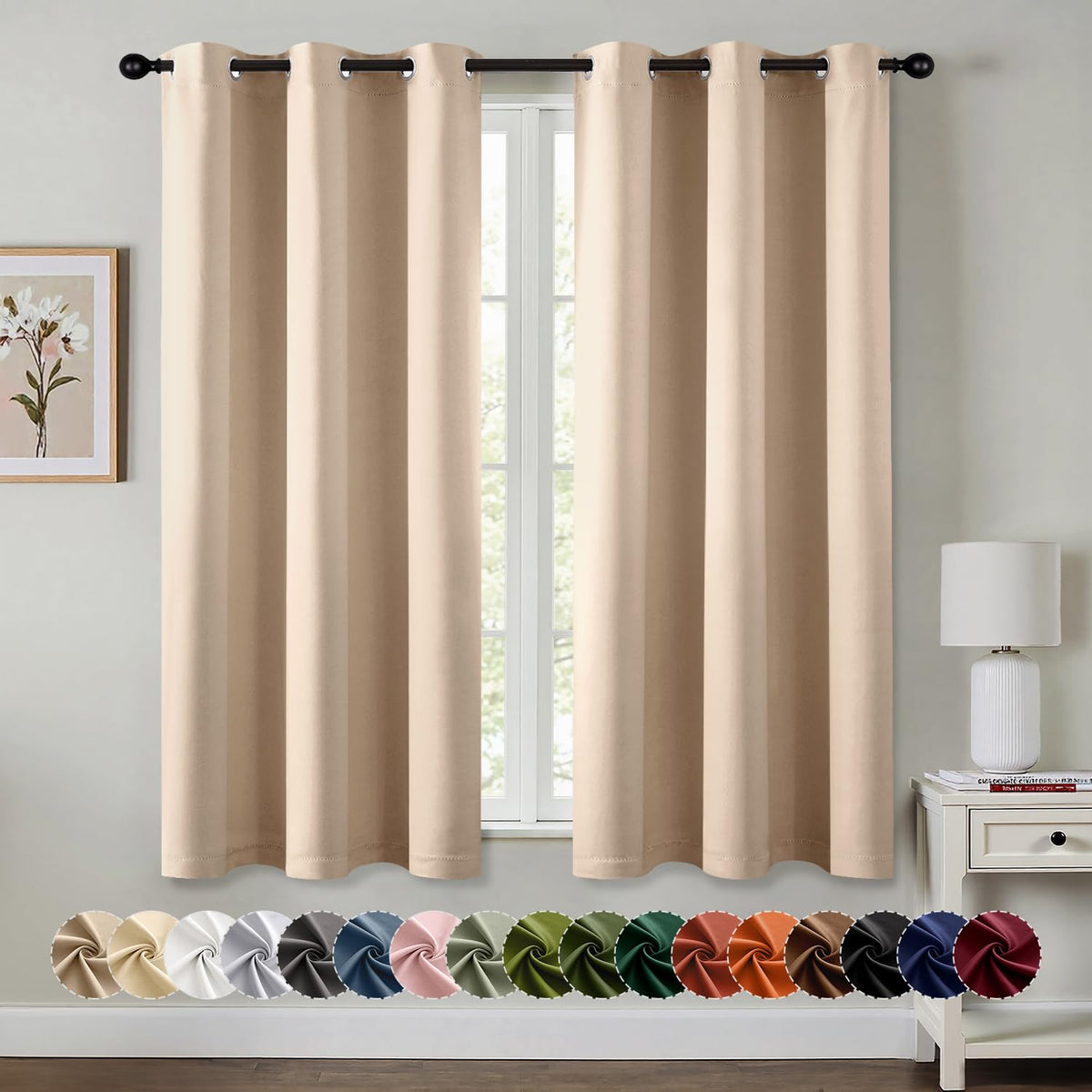 MIULEE Blackout Curtains for Bedroom 2 Panels 40 x 84 Inch Long Black
