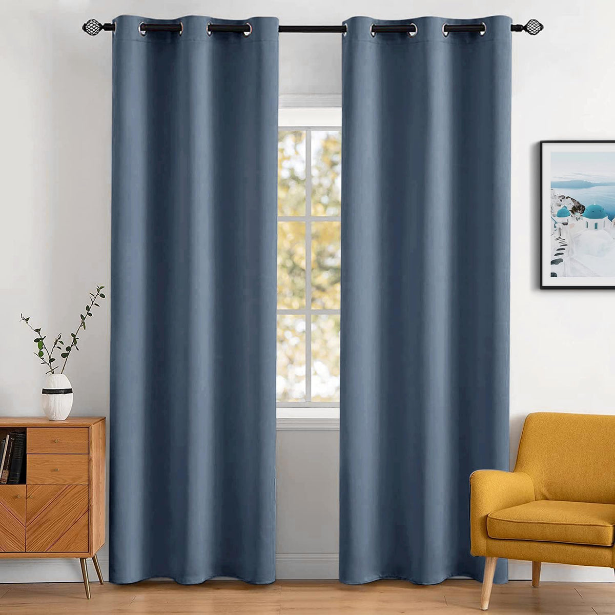 MIULEE Beige Blackout Bedroom Curtains Drapes 84 Inch Long 52"x84"