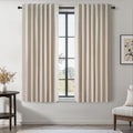 Topfinel Linen Blackout Curtains 96 Inch Long, Boho Farmhouse Ivory Birch Viral Drapes Pinch Pleated Curtains with Hooks for Living Room, Neutral 8 FT Back Tab Bedroom Curtains 52" X 96" 2 Panels