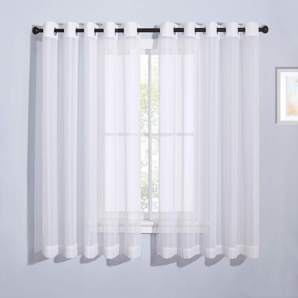 NICETOWN White Sheer Curtains & Drapes 96 inches Long for Living Room - Grommet Top Solid Lightweight & Airy Gauzy Window Treatments with Light Filtering for Bedroom, 2 Panels, W54 x L96