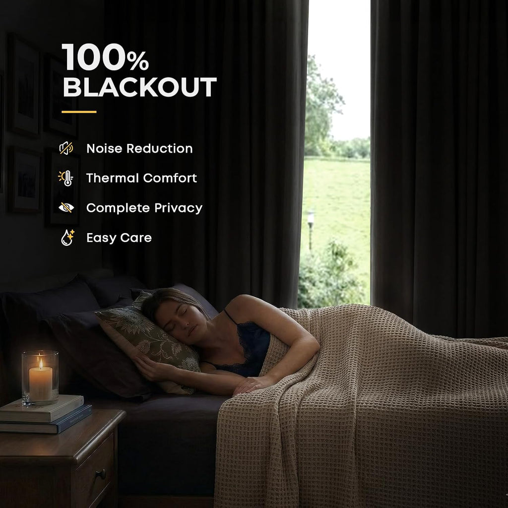 INOVADAY 100% Blackout Curtains for Bedroom Black Out Curtains 84 Inch Long