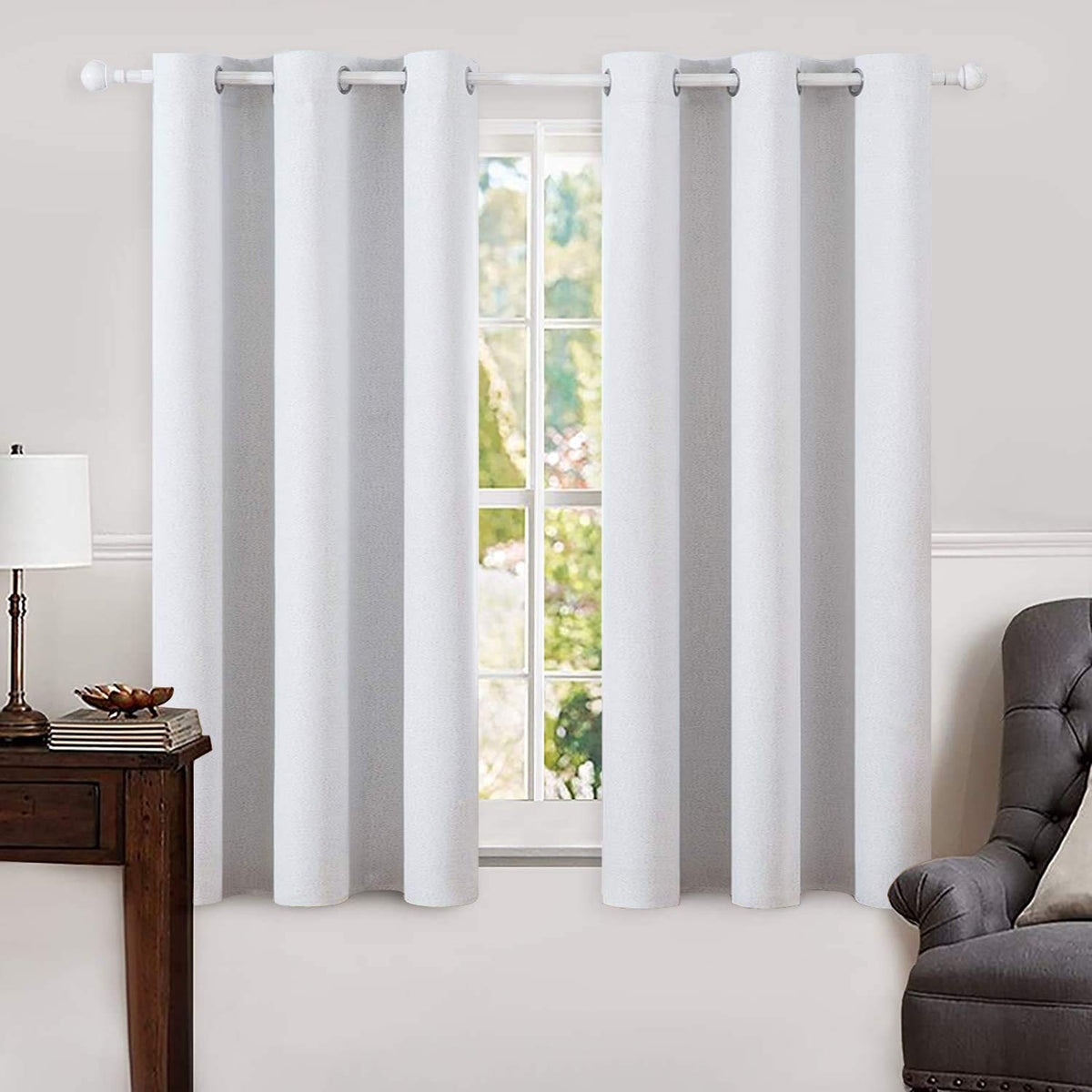 MIULEE 100% Blackout Linen Curtains for Bedroom 52x84 Inches Dusty Blue