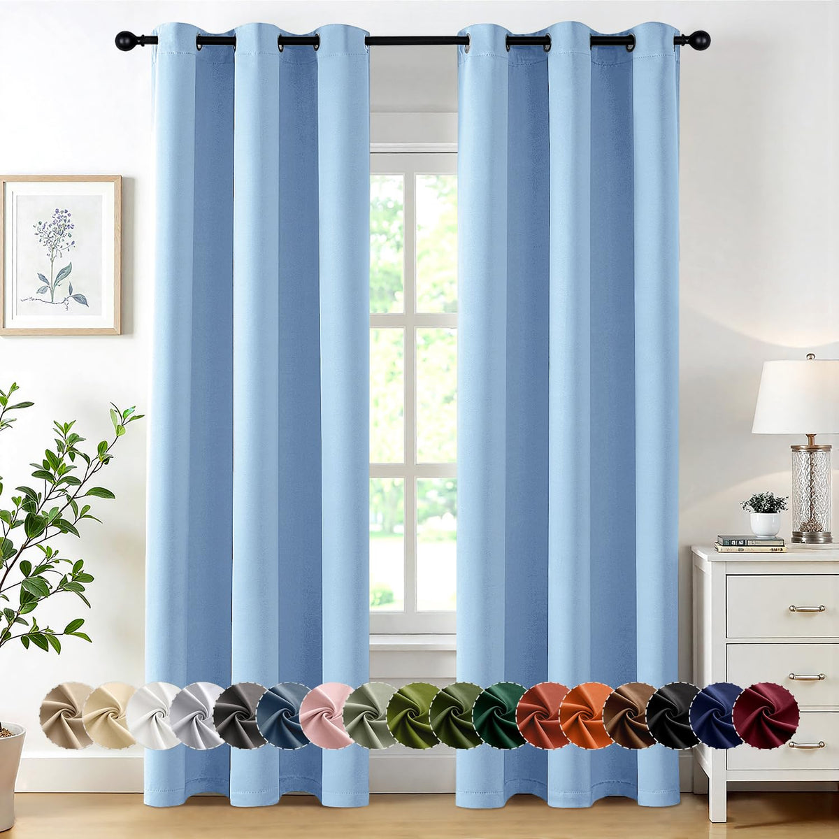 MIULEE Blackout Curtains for Bedroom 2 Panels 40 x 84 Inch Long Black