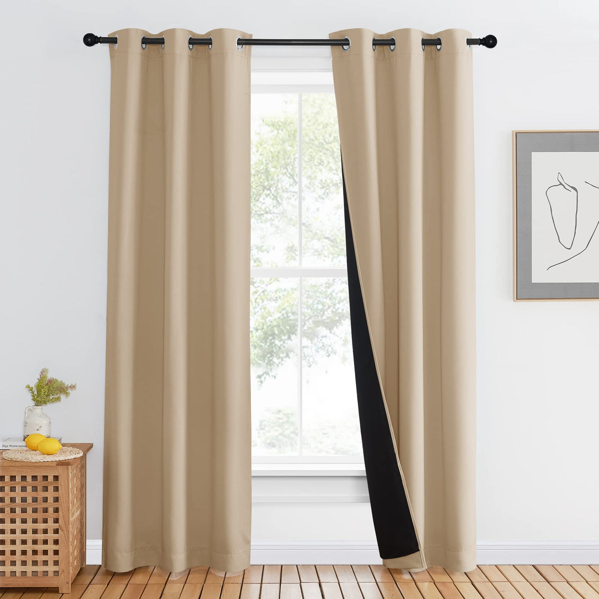 NICETOWN 100% Blackout Curtain 54 inches Long, Double-Deck Completely Blackout Window Treatment Thermal Insulated Lined Drape for Small Window (White, 1 PC, 52 inches Width Each Panel)