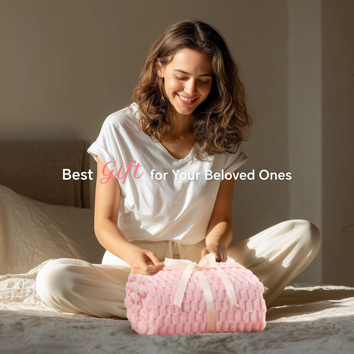 BEDELITE Pink Throw Blanket for Couch, Soft Cozy Gifts for Women, 50 * 60