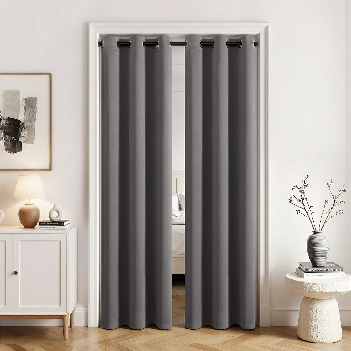 MIULEE Beige Blackout Bedroom Curtains Drapes 84 Inch Long 52"x84"