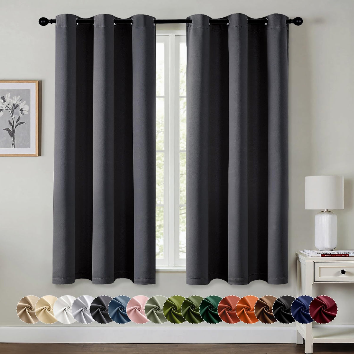 MIULEE Blackout Curtains for Bedroom 2 Panels 40 x 84 Inch Long Black