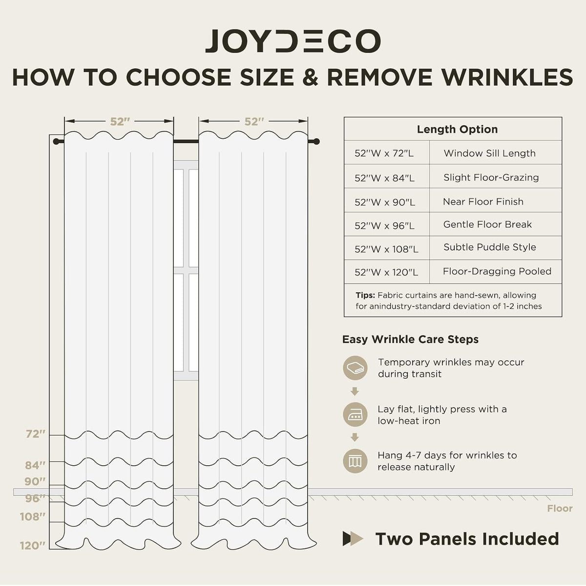 Joydeco White Blackout Curtains 96 Inches Long - 100% Blackout Curtain 2 Panel Set, Rod Pocket & Back Tabs Thermal Insulated Window Drapes for Bedroom Living Room (Pure White,52" Wx96 L)