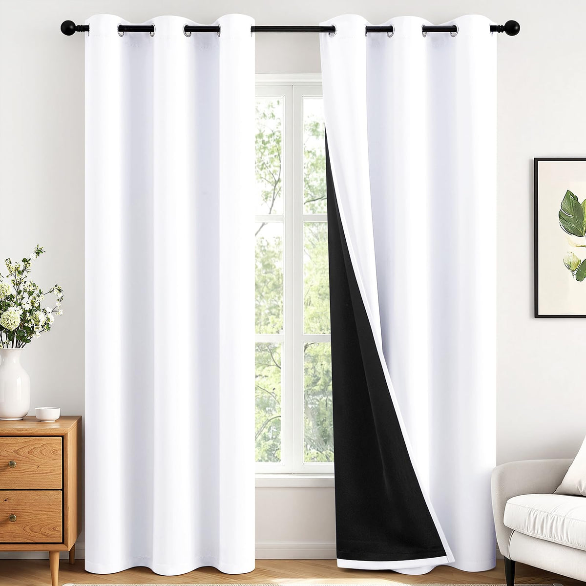 MIULEE Cream 100% Blackout Curtains for Bedroom 40x63 Inch Long