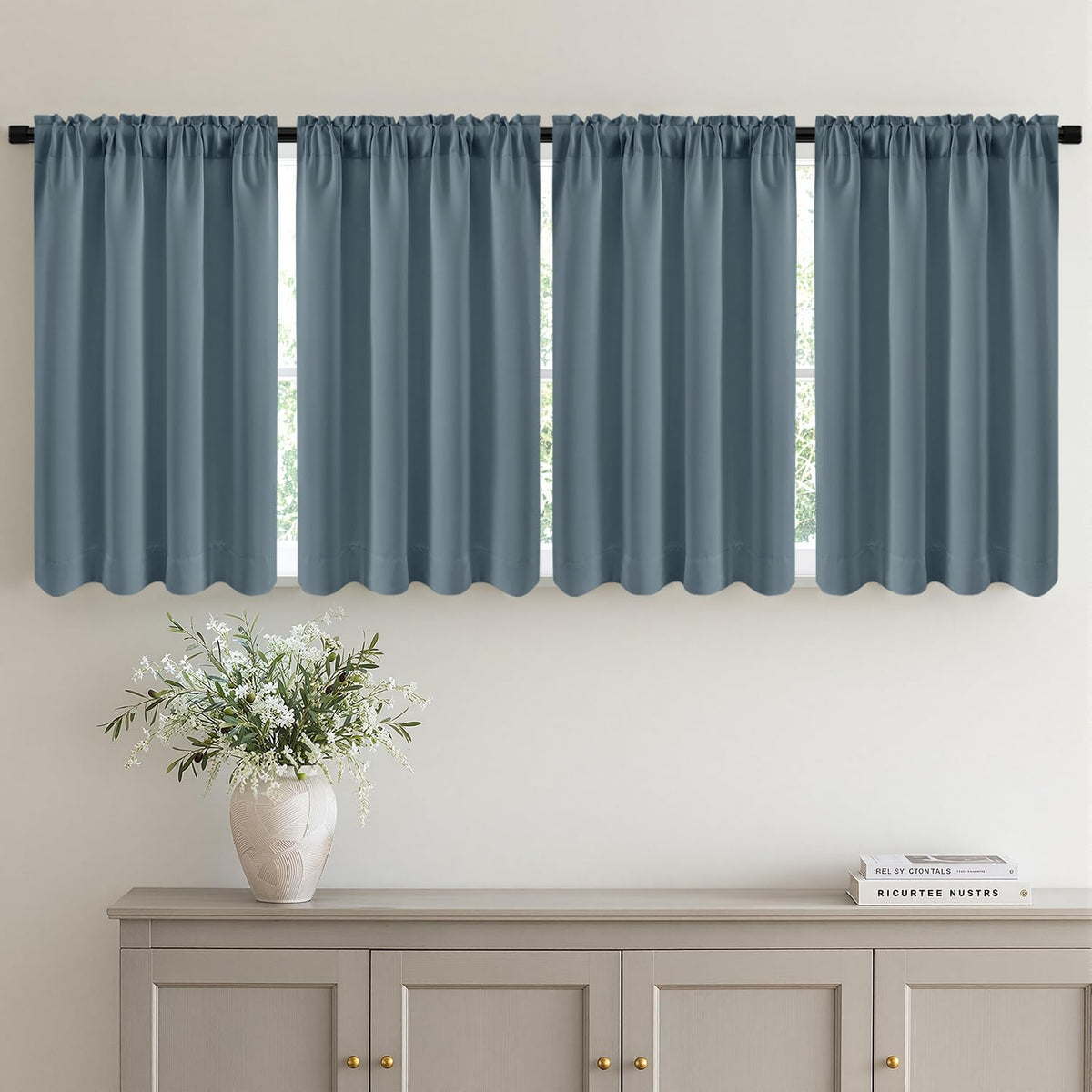 MIULEE Sage Green Blackout Curtains 63 Inch Length for Bedroom 4 Panels