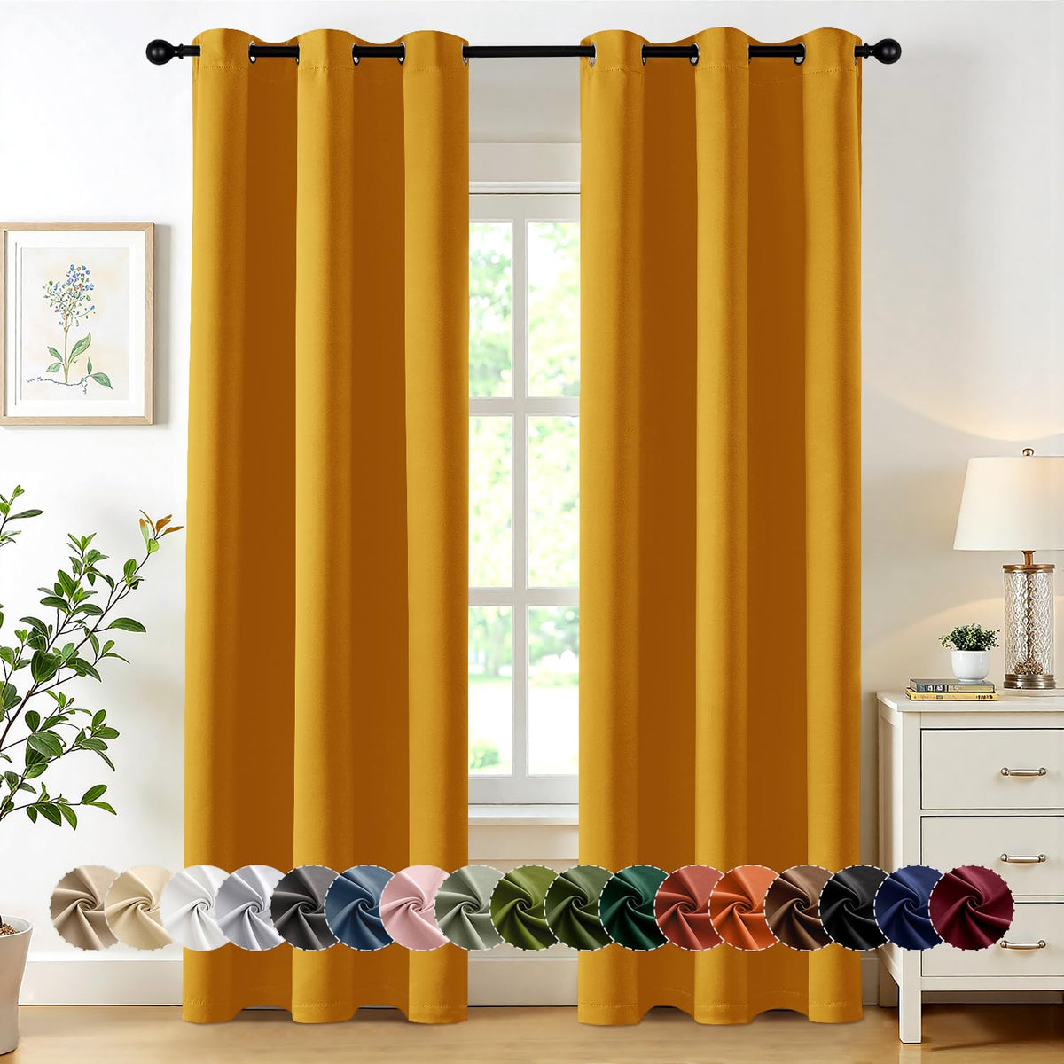MIULEE Blackout Curtains for Bedroom 2 Panels 40 x 84 Inch Long Black
