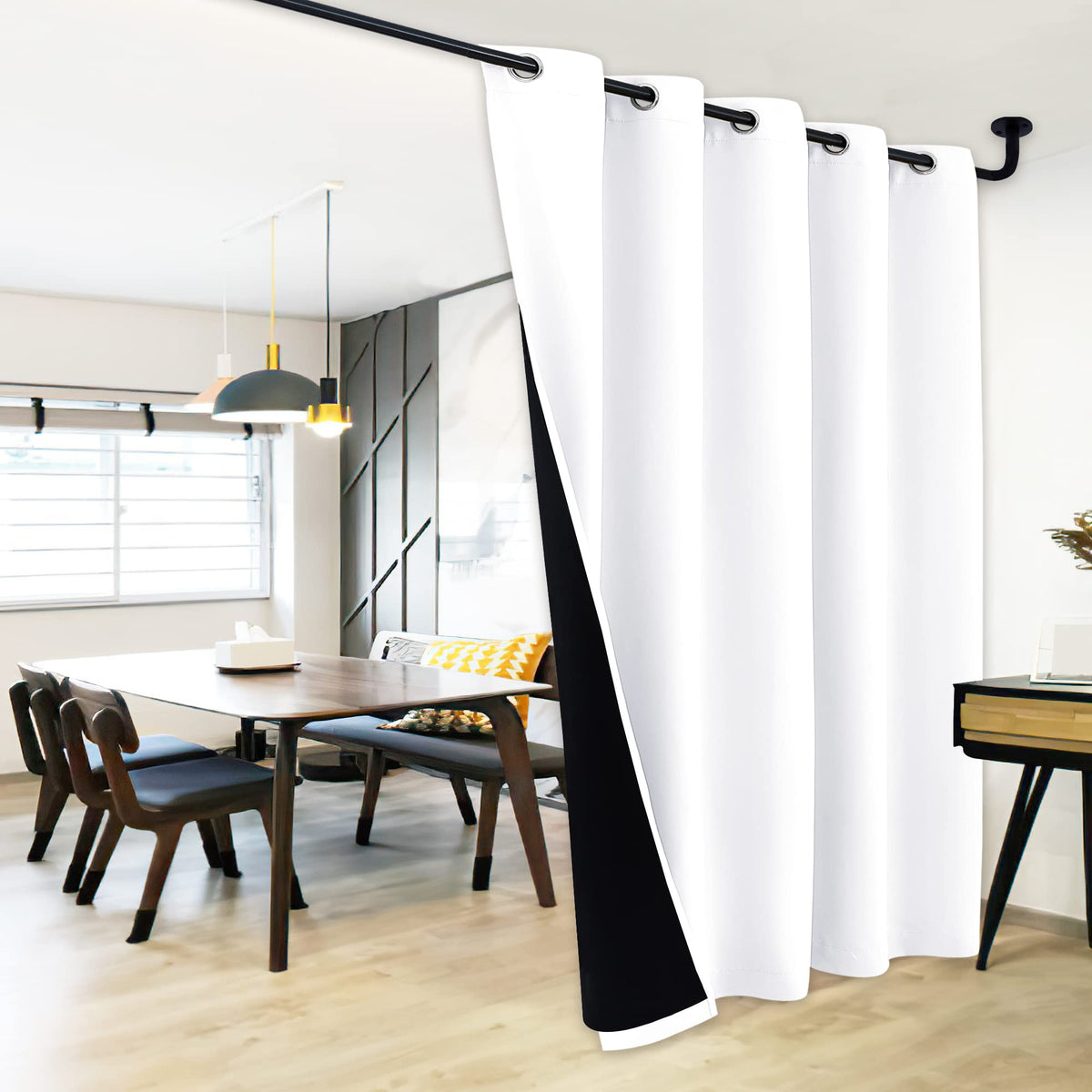 NICETOWN 100% Blackout Curtain 54 inches Long, Double-Deck Completely Blackout Window Treatment Thermal Insulated Lined Drape for Small Window (White, 1 PC, 52 inches Width Each Panel)