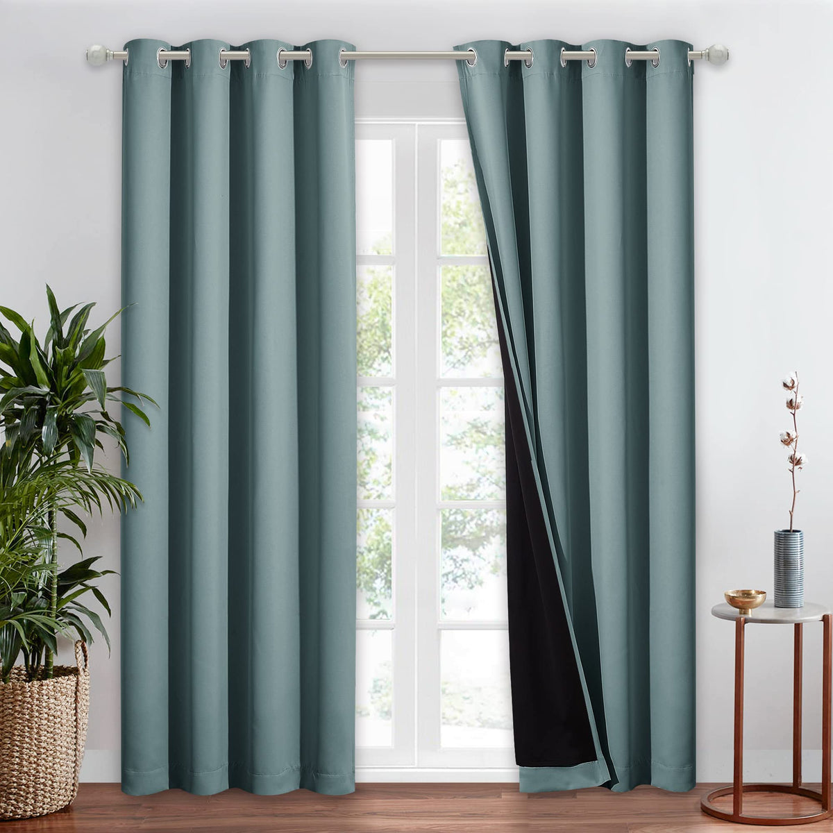 NICETOWN 100% Blackout Curtain 54 inches Long, Double-Deck Completely Blackout Window Treatment Thermal Insulated Lined Drape for Small Window (White, 1 PC, 52 inches Width Each Panel)