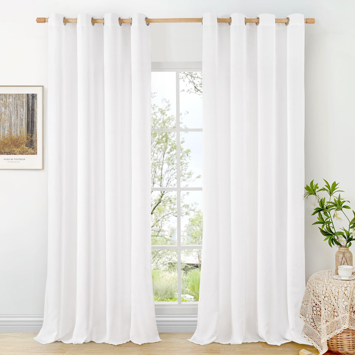 BGment Oatmeal Linen Curtains for Living Room 95 Inch Length 2 Panels Set, Privacy Drapes Light Filtering with Grommet for Farmhouse Bedroom No See Through, Each 52 Inch Wide