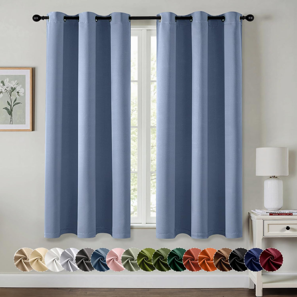 MIULEE Blackout Curtains for Bedroom 2 Panels 40 x 84 Inch Long Black