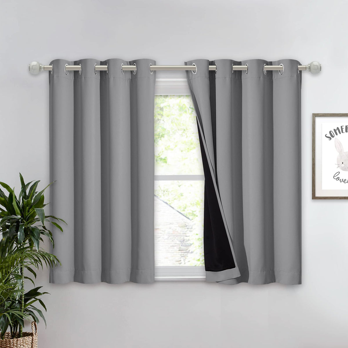 NICETOWN 100% Blackout Curtain 54 inches Long, Double-Deck Completely Blackout Window Treatment Thermal Insulated Lined Drape for Small Window (White, 1 PC, 52 inches Width Each Panel)