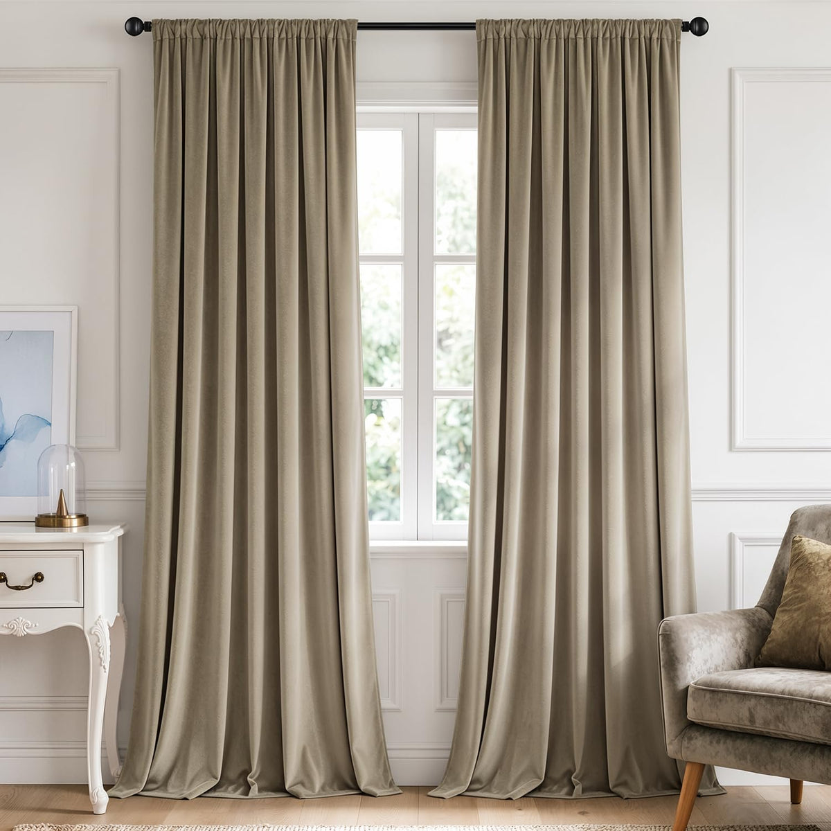 MIULEE Dusty Rose Pink Velvet Room Darkening Curtains for Bedroom W52 x L84