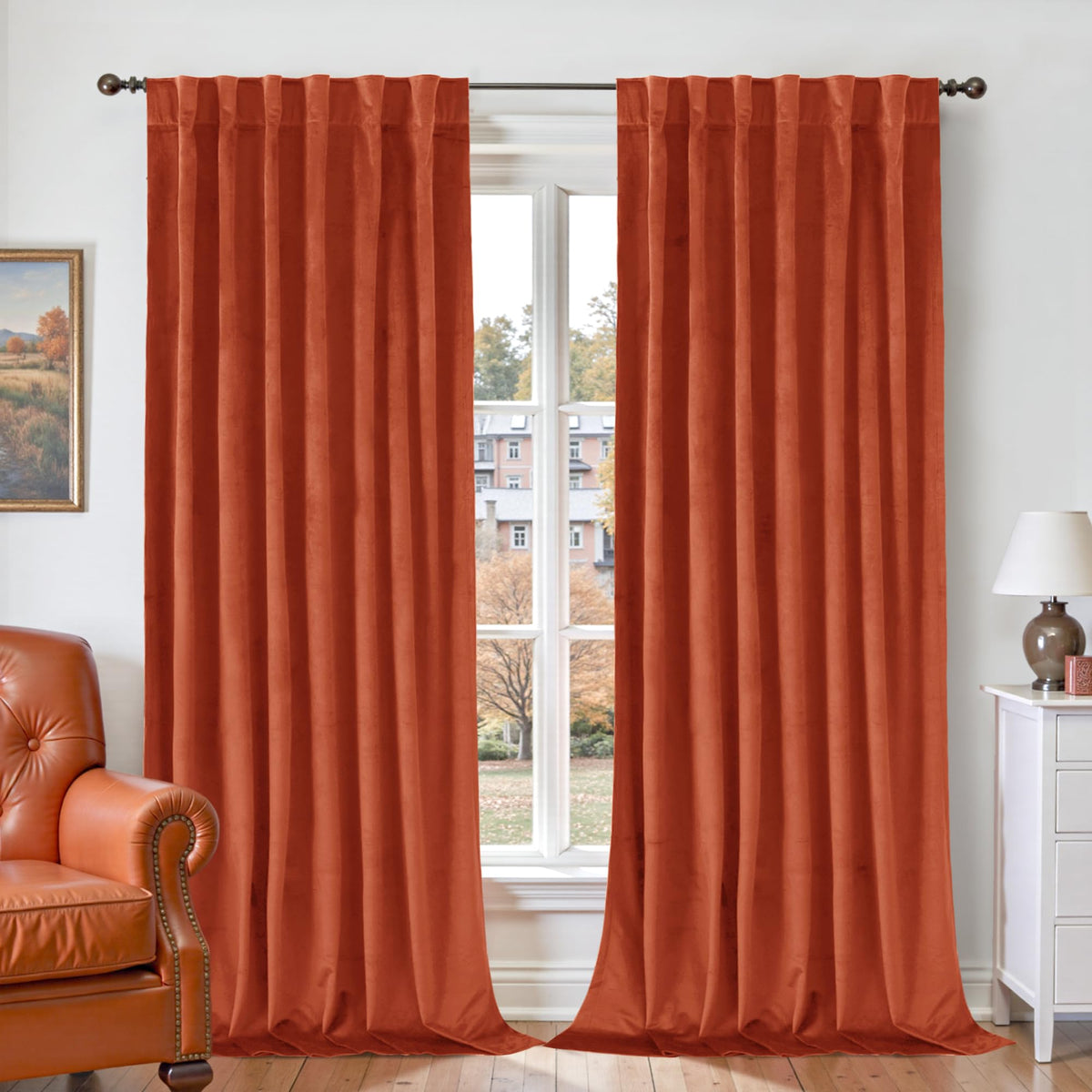 BGment Christmas Red Velvet Curtains 96 Inches for Living Room, Thermal Room Darkening Curtains Sound Reduce Drapes with Back Tab and Rod Pocket for French Door, 2 Panels, 52 x 96 Inch