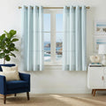 jinchan Linen Curtains 84 Inch Taupe Grey Stripe on Beige Grommet 2 Panels