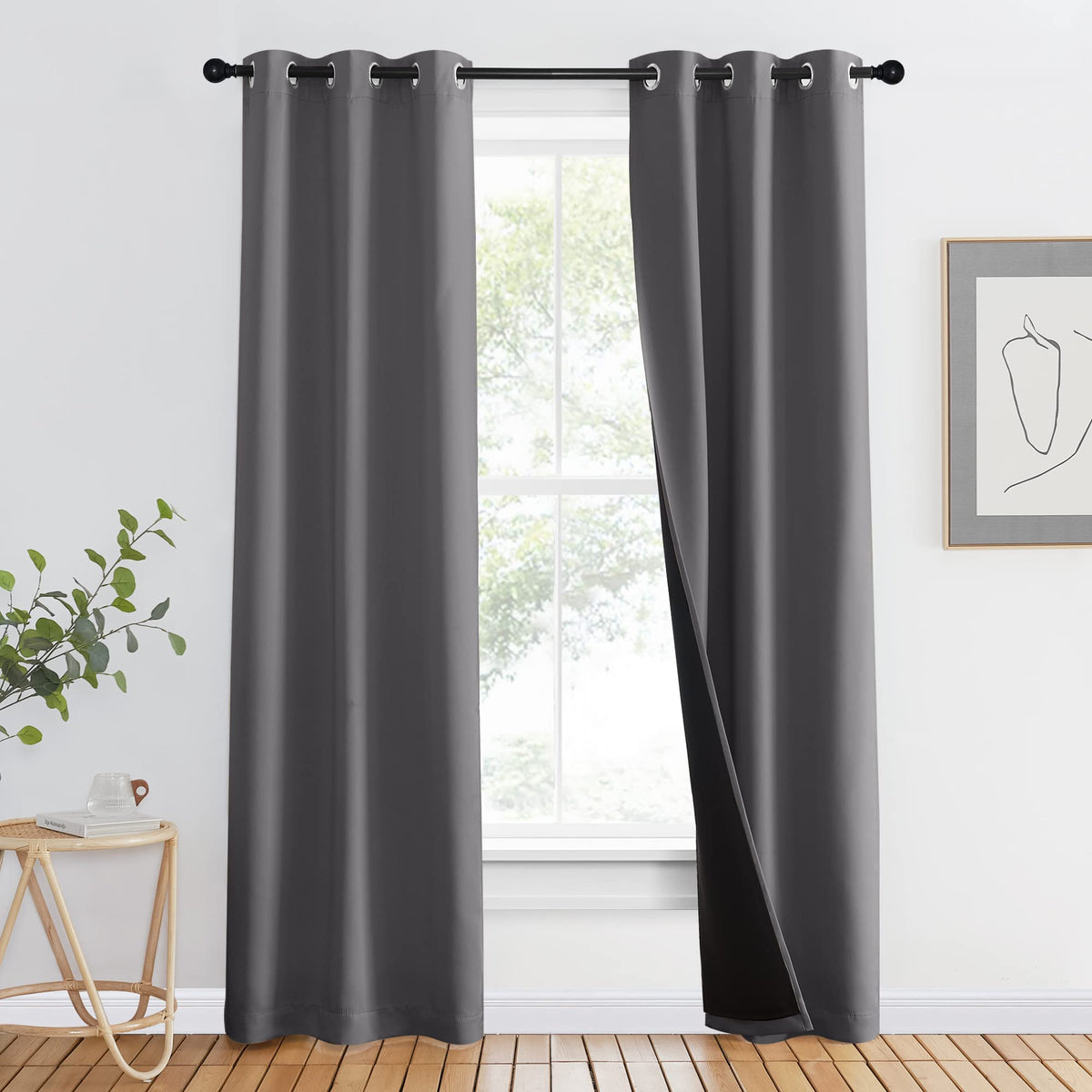 NICETOWN 100% Blackout Curtain 54 inches Long, Double-Deck Completely Blackout Window Treatment Thermal Insulated Lined Drape for Small Window (White, 1 PC, 52 inches Width Each Panel)